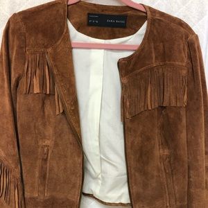 Zara brown fringe jacket